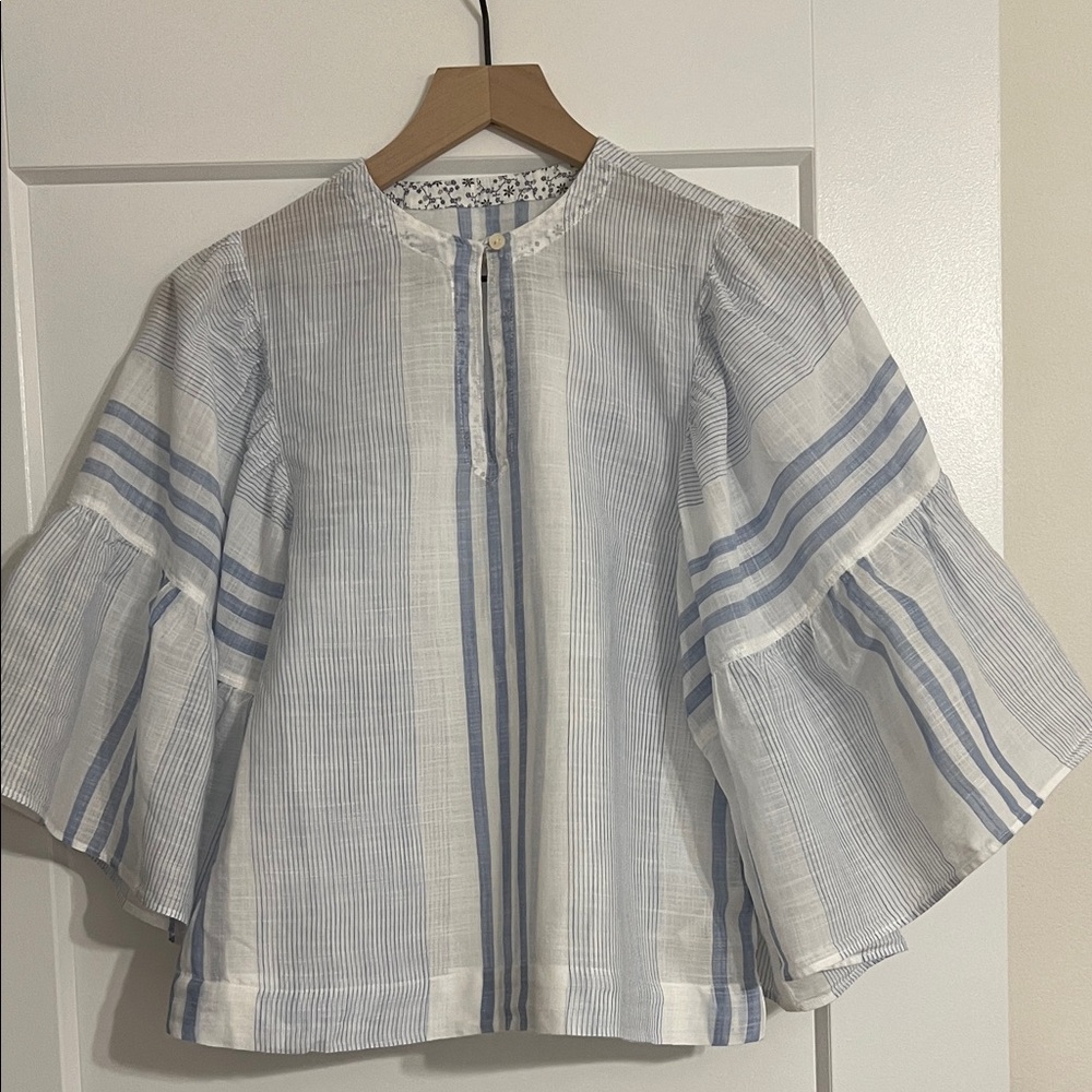 Rebecca Taylor La Vie Blue and White Striped Top